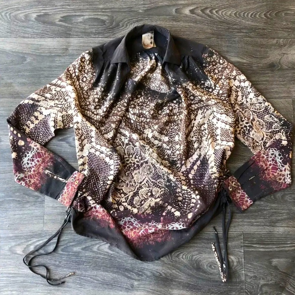 Da Nang Boho Long Sleeve 100% Silk Sheer Shirt/Blouse